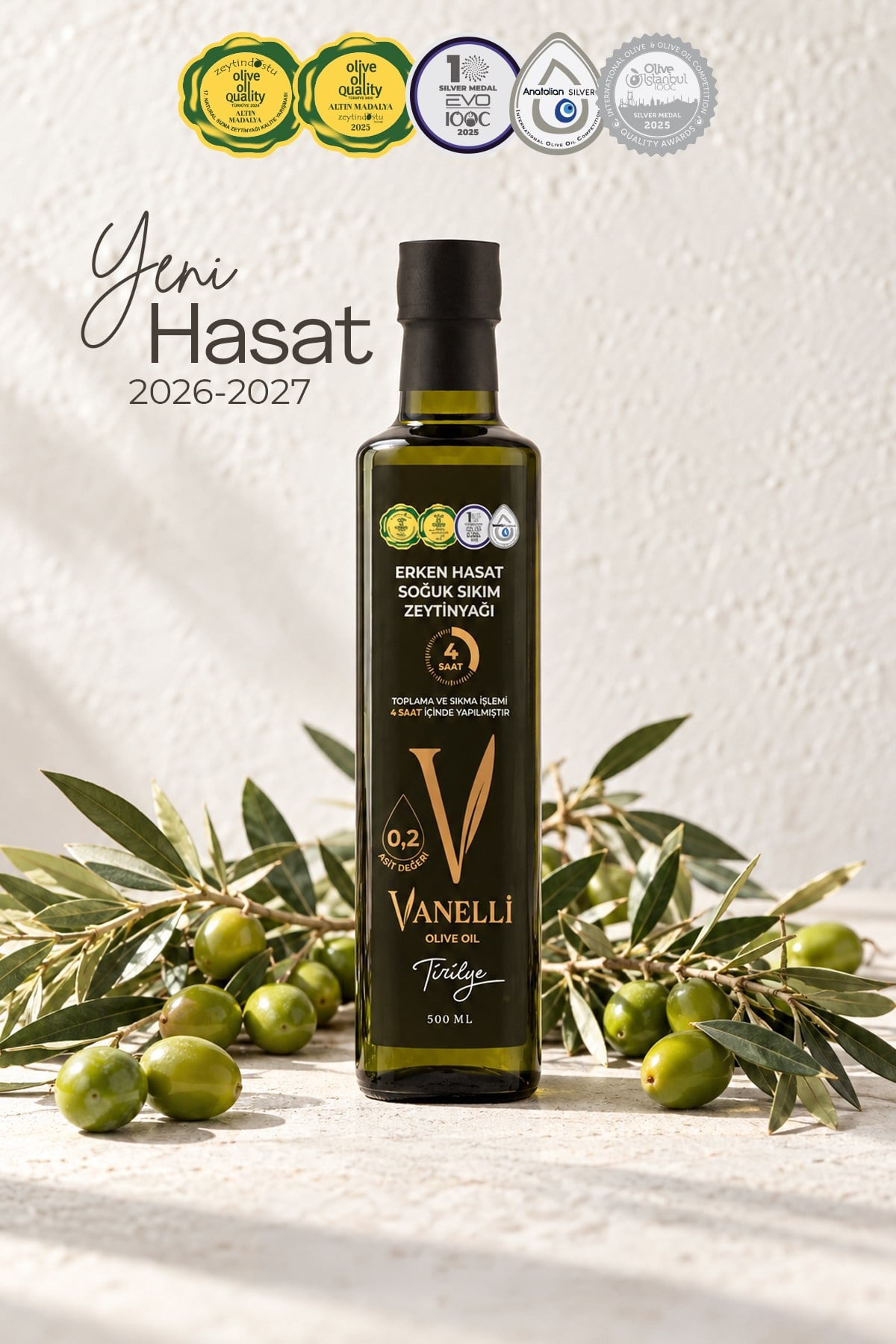 Yeni Hasat Soğuk Sıkım Zeytinyağı 500 ml