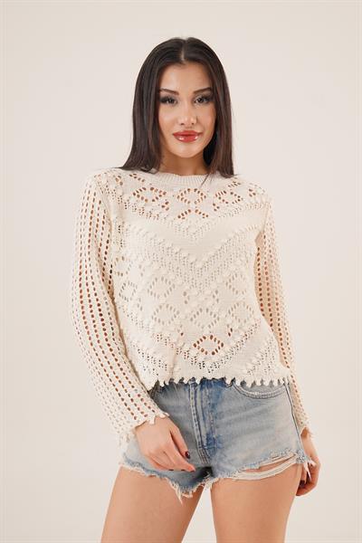 Ajurlu Delikli Model Mevsimlik Bej Kazak