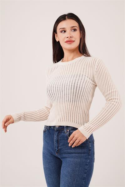 Transparan Model Uzun Kol Taş Bluz