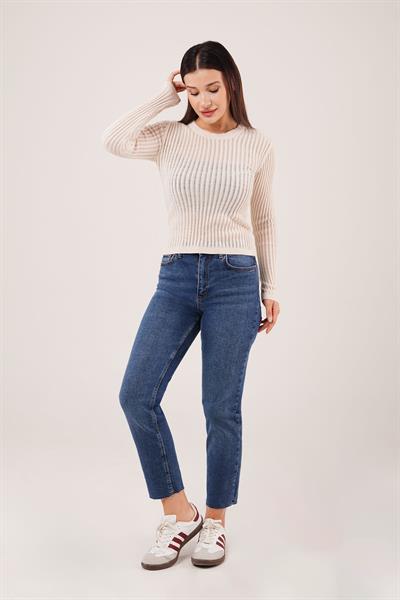 Transparan Model Uzun Kol Taş Bluz