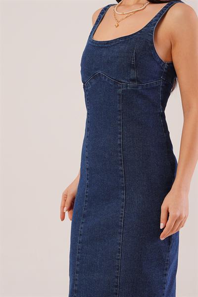 BackFit Zip Premium Denim Kot Elbise