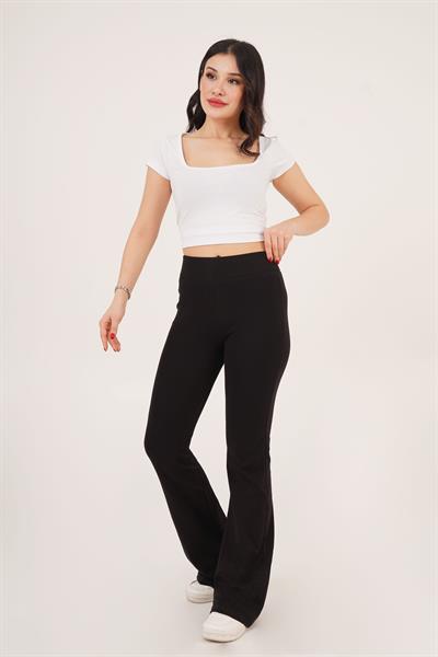 Bel Lastikli Vücuda Oturan Basic Siyah Pantolon