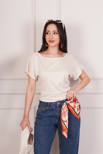 Basic Oys Kumaş Kısa Kol Taş Bluz