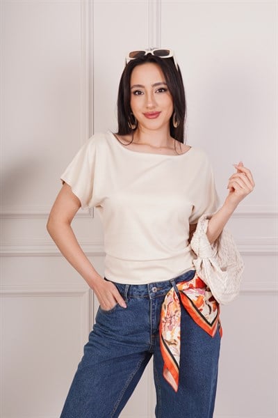 Basic Oys Kumaş Kısa Kol Taş Bluz