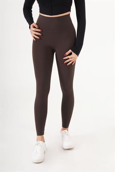 Basic Vücudu Saran Kahve Spor Tayt