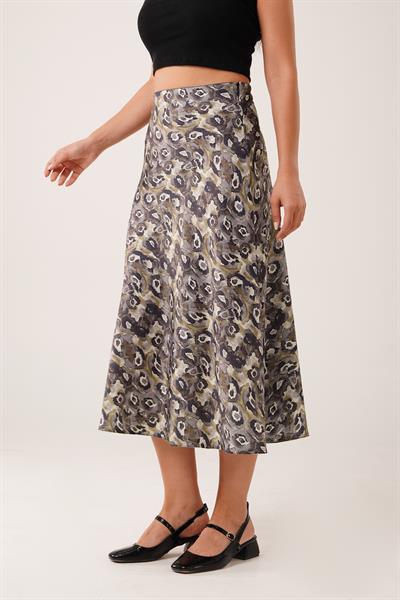 Batik Desenli Midi Boy Saten Etek