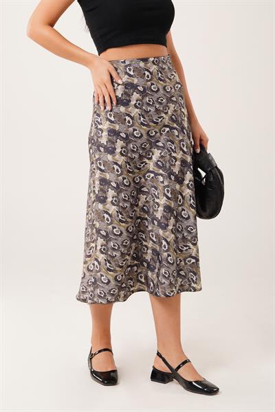 Batik Desenli Midi Boy Saten Etek