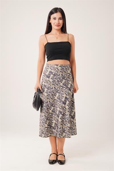 Batik Desenli Midi Boy Saten Etek