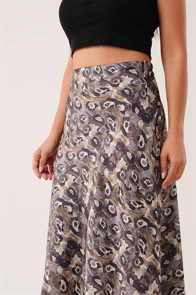 Batik Desenli Midi Boy Saten Etek