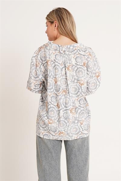 Batik Desenli Oversize Gri Gömlek