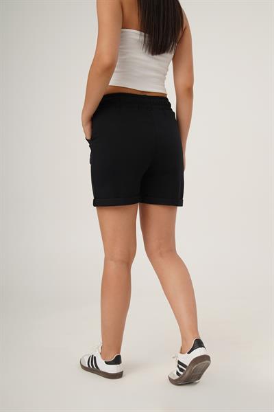 Bel Bağcıklı Spor Siyah Şort