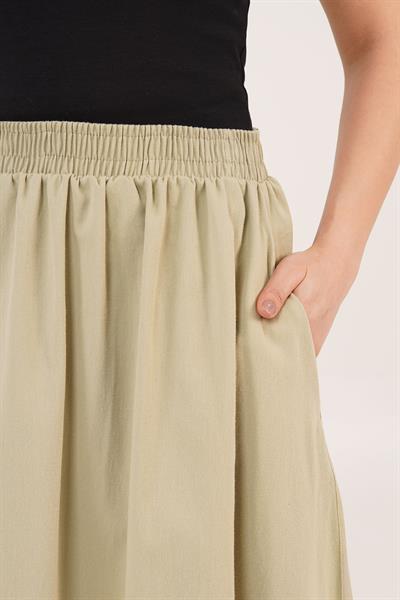 Bel Lastikli Cepli Gabardin Haki Etek