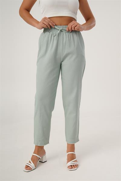 Bel Lastikli Gabardin Mint Pantolon