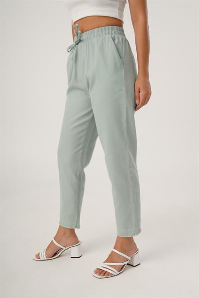 Bel Lastikli Gabardin Mint Pantolon