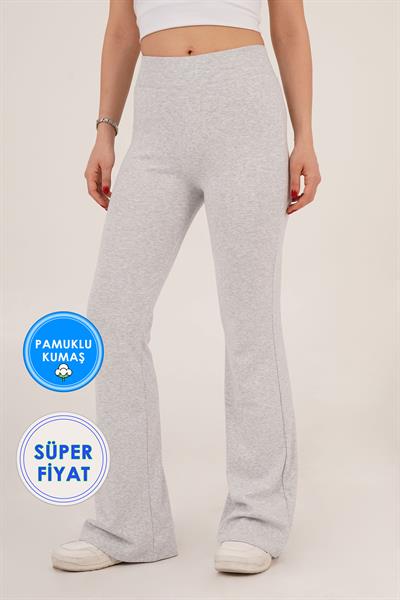 Bel Lastikli Vücuda Oturan Basic Gri Pantolon