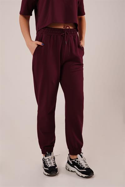 Bel ve Paça Lastikli Modal Bordo Eşofman Altı