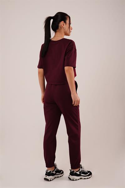 Bel ve Paça Lastikli Modal Bordo Eşofman Altı