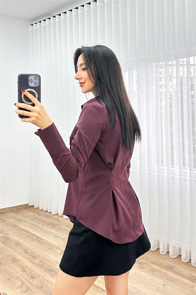 Belden Tam Oturtmalı Gipeli Mevsimlik Bordo Gömlek