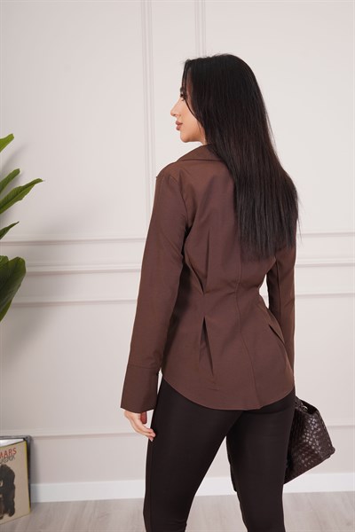 Belden Tam Oturtmalı Gipeli Mevsimlik Kahve Gömlek