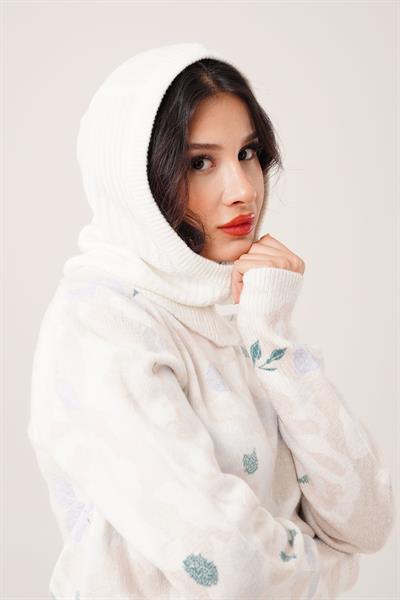 Balaklava Model Triko Beyaz Bere