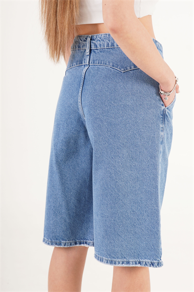 Bermuda Yüksek Bel Kot Denim Jorts