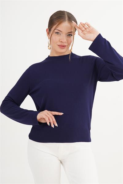 Bisiklet Yaka Basic İnce Lacivert Triko Kazak