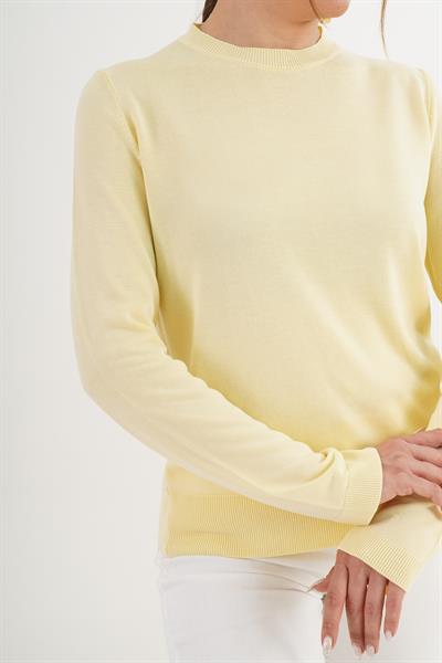 Bisiklet Yaka Basic İnce Sarı Triko Kazak