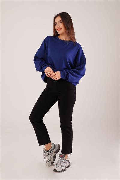 Bisiklet Yaka Basic Modal Lacivert Sweatshirt