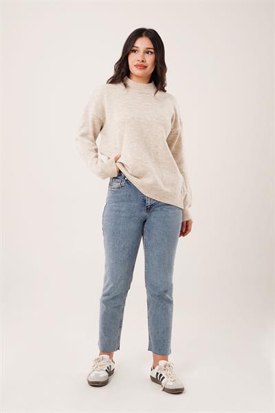 Kalın Yaka Ribanalı Basic Taş Triko Kazak