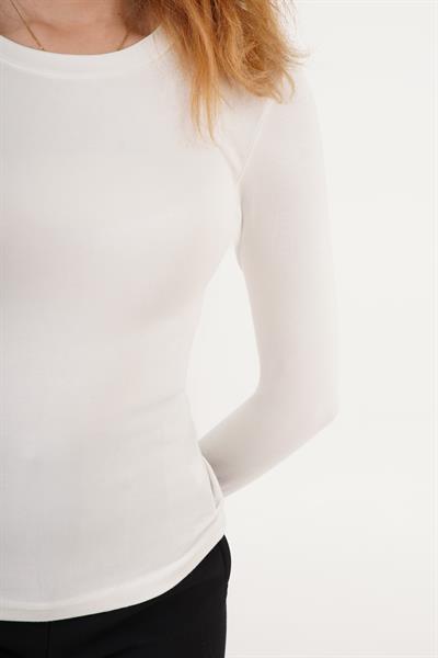 Bisiklet Yaka Basic Uzun Kol Body Beyaz Bluz