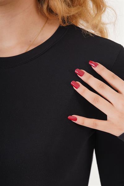 Bisiklet Yaka Basic Uzun Kol Body Siyah Bluz