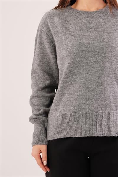 Bisiklet Yaka Düz Model Antrasit Triko Kazak