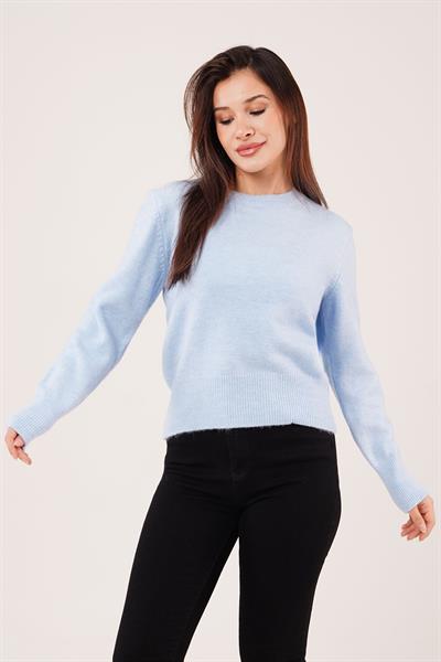 Bisiklet Yaka Düz Model Bebe Mavisi Triko Kazak