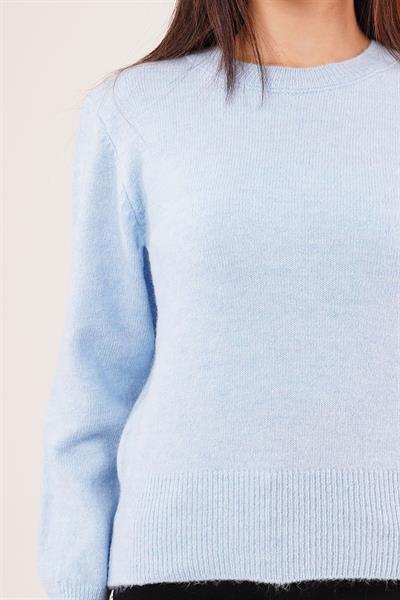 Bisiklet Yaka Düz Model Bebe Mavisi Triko Kazak