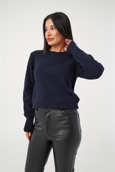 Bisiklet Yaka Düz Model Lacivert Triko Kazak