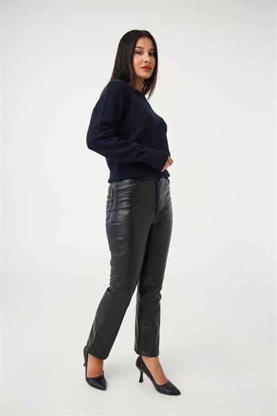 Bisiklet Yaka Düz Model Lacivert Triko Kazak