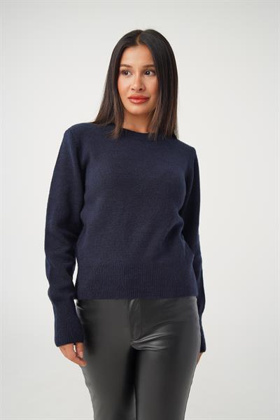 Bisiklet Yaka Düz Model Lacivert Triko Kazak