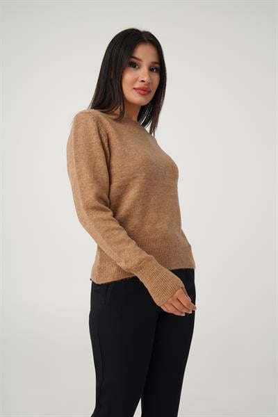 Bisiklet Yaka Düz Model S.Kahve Triko Kazak