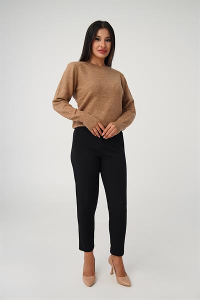 Bisiklet Yaka Düz Model S.Kahve Triko Kazak