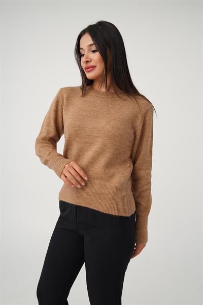 Bisiklet Yaka Düz Model S.Kahve Triko Kazak