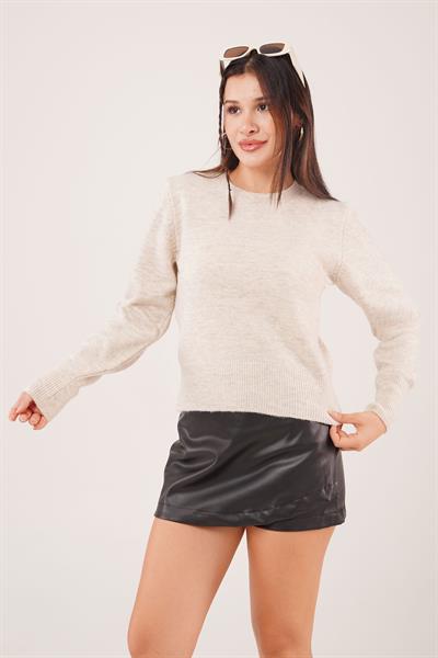 Bisiklet Yaka Düz Model Taş Triko Kazak
