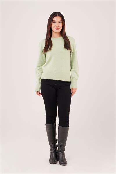 Bisiklet Yaka Düz Model Yeşil Triko Kazak