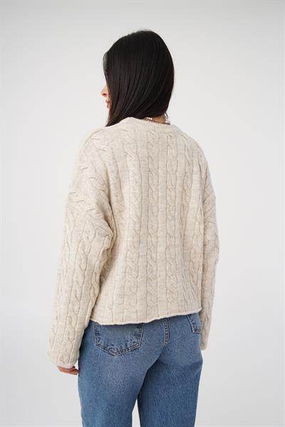 Sarmal Desen Bisiklet Yaka Taş Triko Kazak