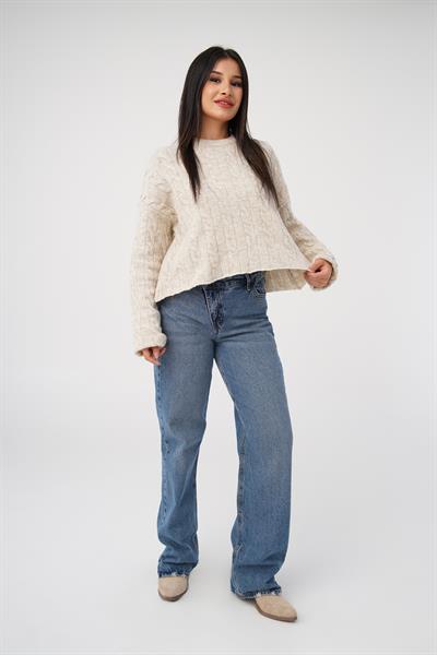 Sarmal Desen Bisiklet Yaka Taş Triko Kazak