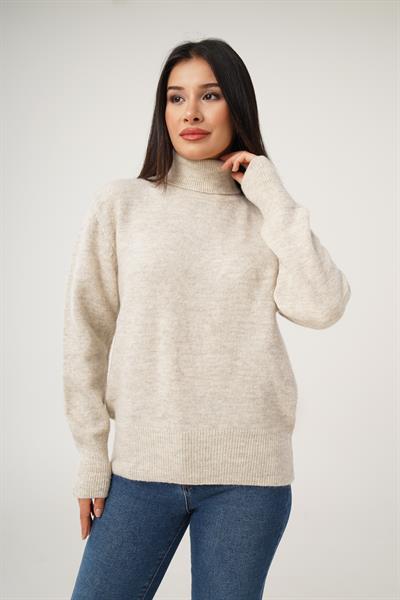 Boğazlı Yaka Taş Triko Kazak