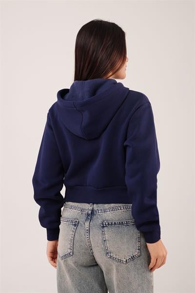 Brasil Baskılı İçi Pamuklu Fermuarlı Lacivert Sweatshirt