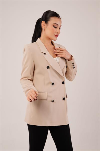 Buton Düğmeli Kruvaze Taş Blazer Ceket