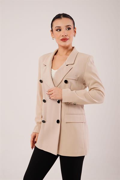 Buton Düğmeli Kruvaze Taş Blazer Ceket