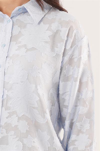 Çiçek Desenli Bebe Mavisi Gömlek