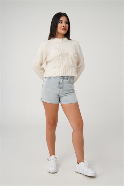 Çift Cepli Kısa Model Ekru Kazak